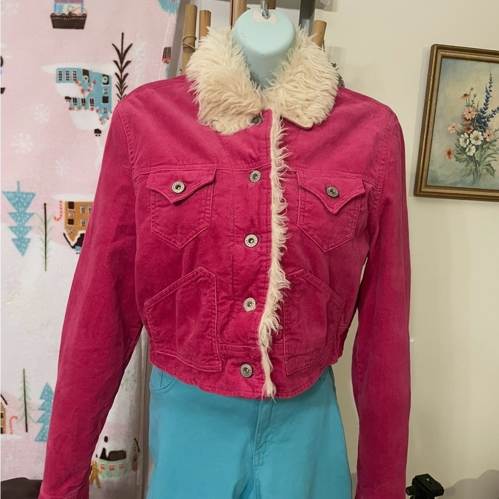 💞Pink Cropped corduroy Jacket💞